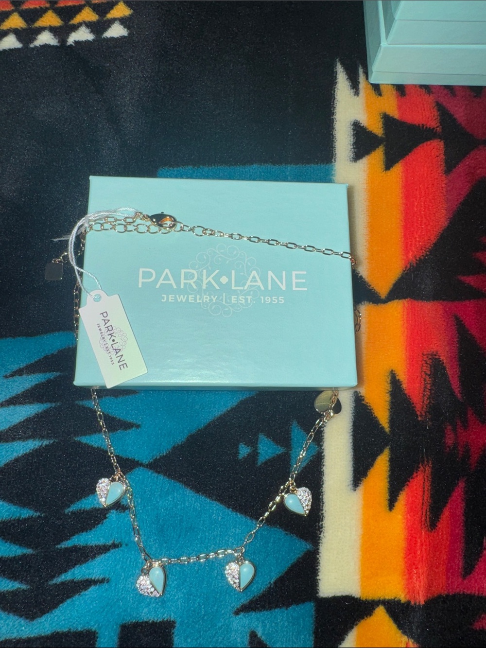 Park Lane gold Tone Necklace with blue and bling accents